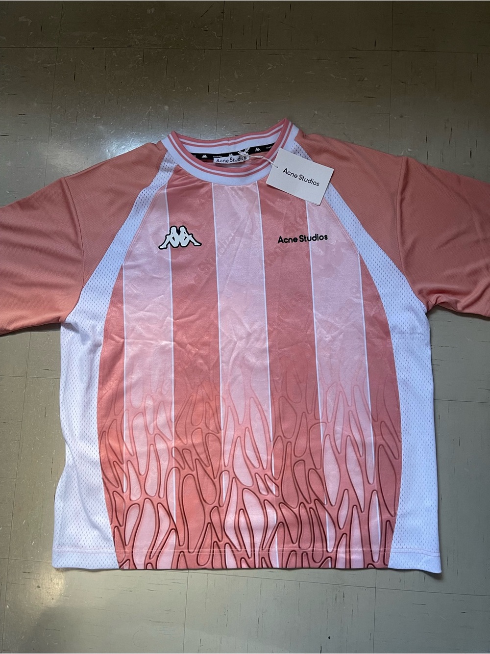 Acne Studios x Kappa Logo Jersey T-Shirt Light Pink Size M NWT SS25
